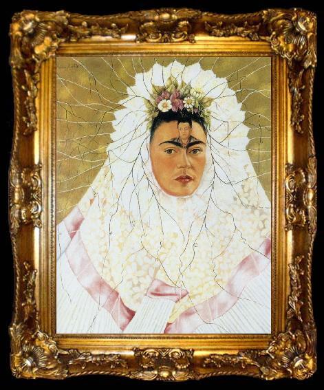 framed  Frida Kahlo self-portrait, ta009-2